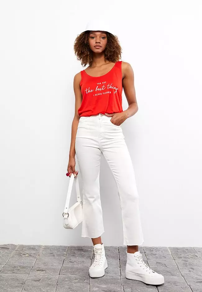 White straight clearance leg cropped jeans