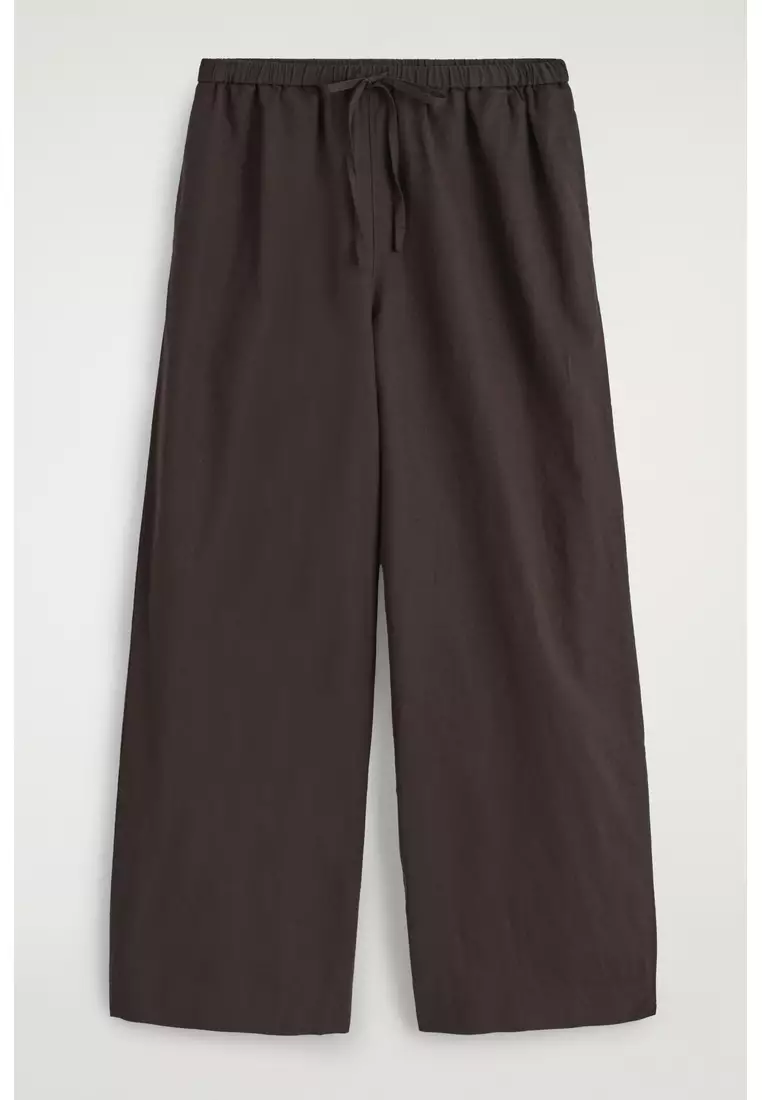 WIDE-LEG LINEN DRAWSTRING TROUSERS