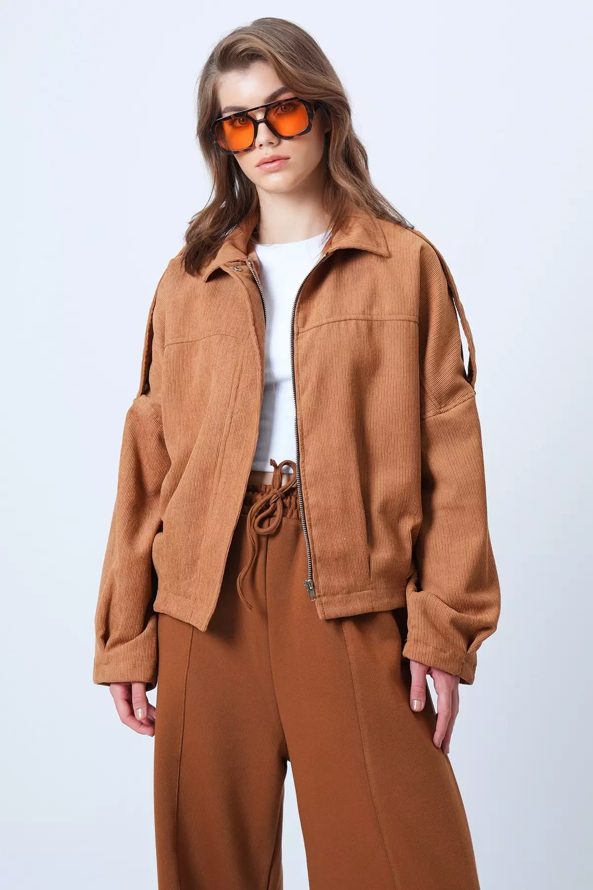 Taba Shoulder Epaulettes Lined Velvet Bomber Jacket Alc-X14617