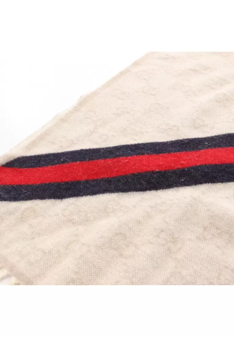 Pre-Loved Gucci GG pattern Scarf wool beige