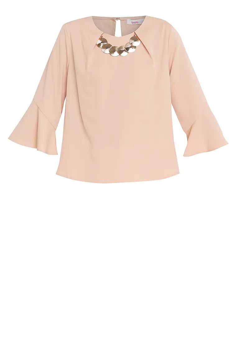 Candria Frilled Sleeves With Necklace Top