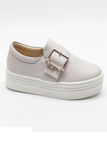 Crystal Korea Fashion beige New style hot selling platform casual shoes made in Korea (4CM) D815DSH6BB33D9GS_1