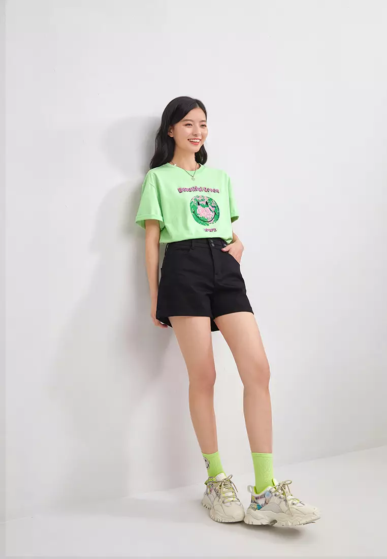 Folded Cuff Denim Shorts