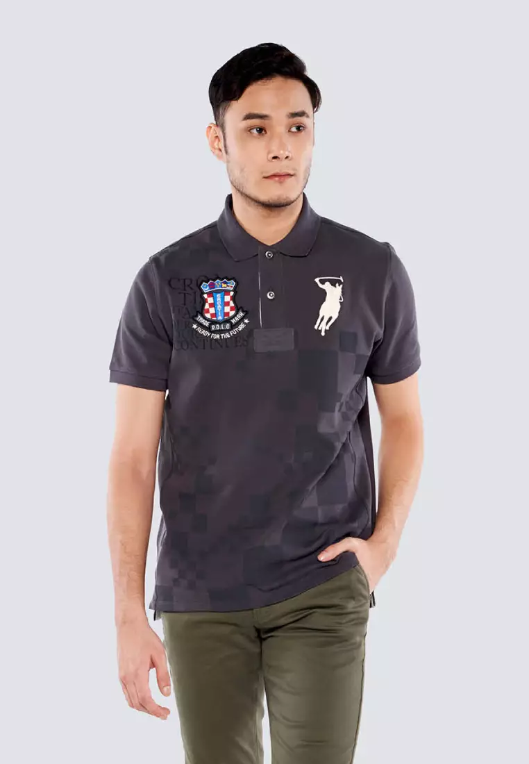 Men s Regular Fit Croatia Flag Design Polo Tee