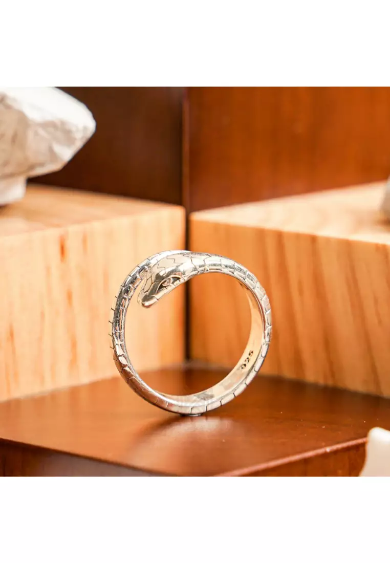 Millennia 2000 Statement Serpent Silver Adjustable Ring with 925 Sterling Silver