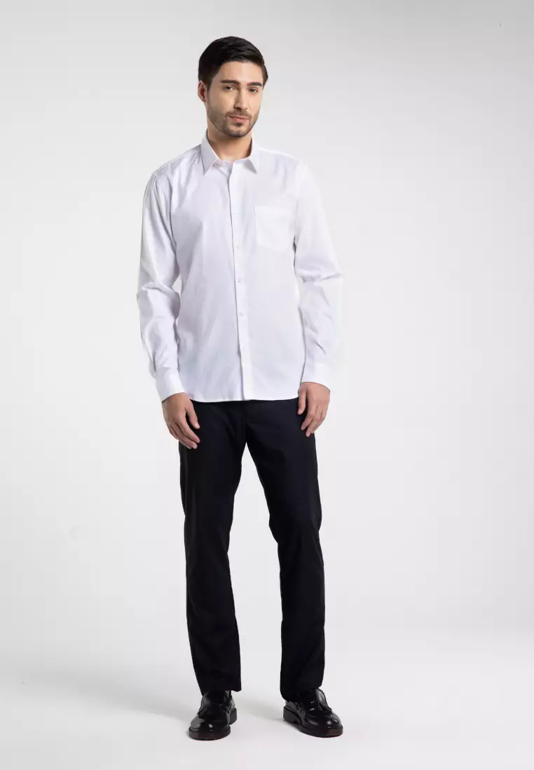 MOC - Kemeja Polos Pria Lengan Panjang Nicola - White