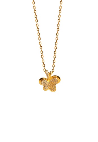 ZITIQUE gold Women's Diamond Embedded Butterfly Necklace - Gold F8DABAC2BF212EGS_1
