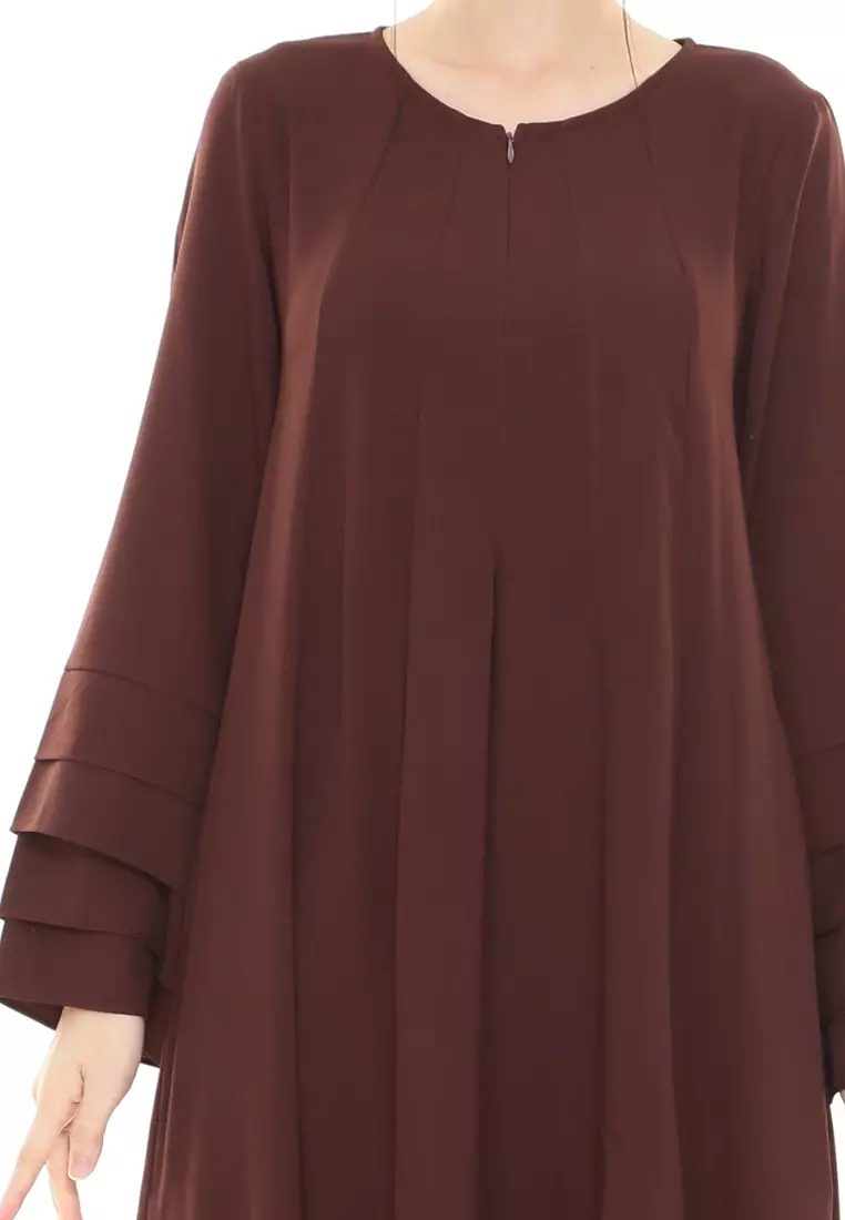 Laura Abaya Modern Layer Sleeves Loose Style in Dark Brown