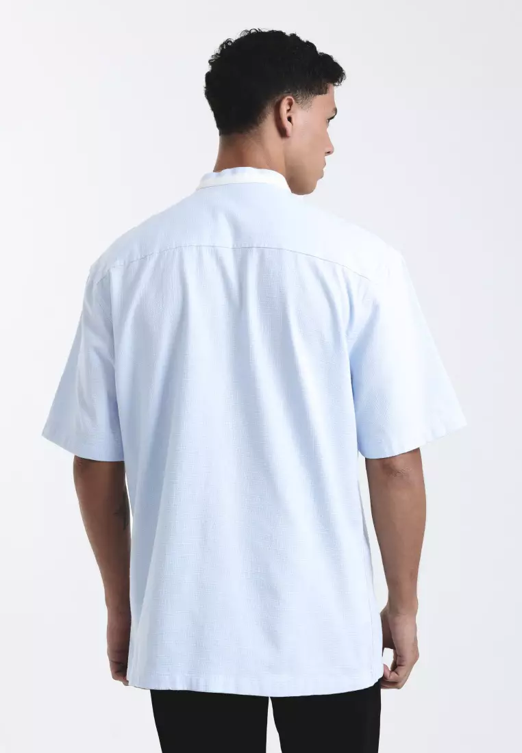 Emba Denim - Aram Two 037 Kemeja Koko Pria Lengan Pendek Blue