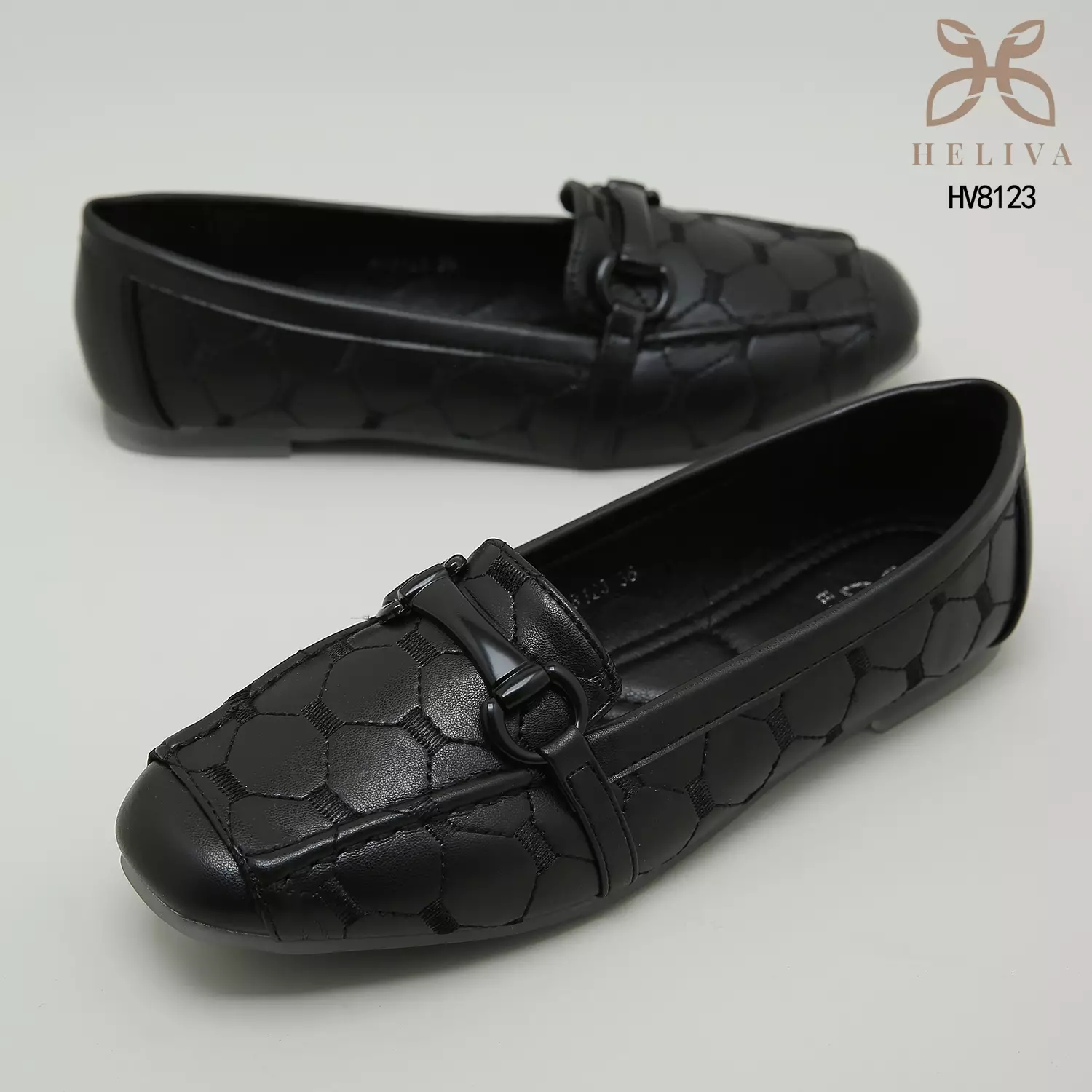 Heliva Abby Sepatu Loafers Slip On Monogram Horsebit