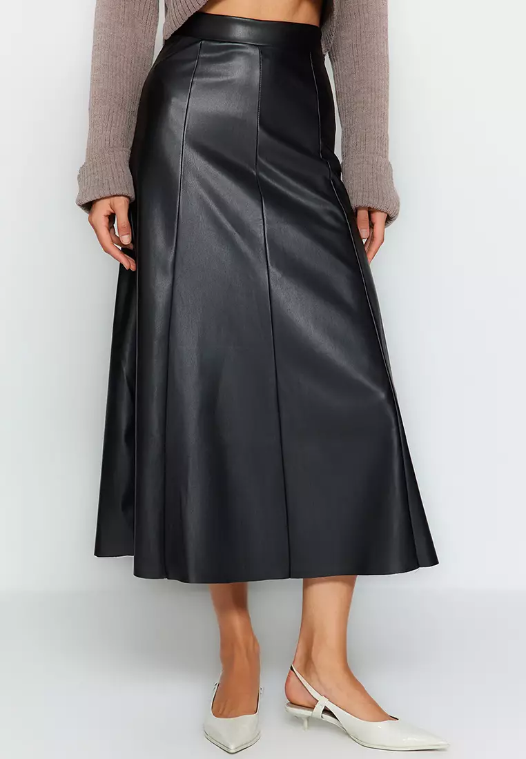 Maxi faux hot sale leather skirts