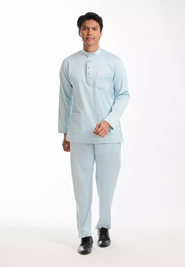 Alain Delon Baju Melayu Cekak Musang Dewasa - 19026005-31TintedAquaBlue