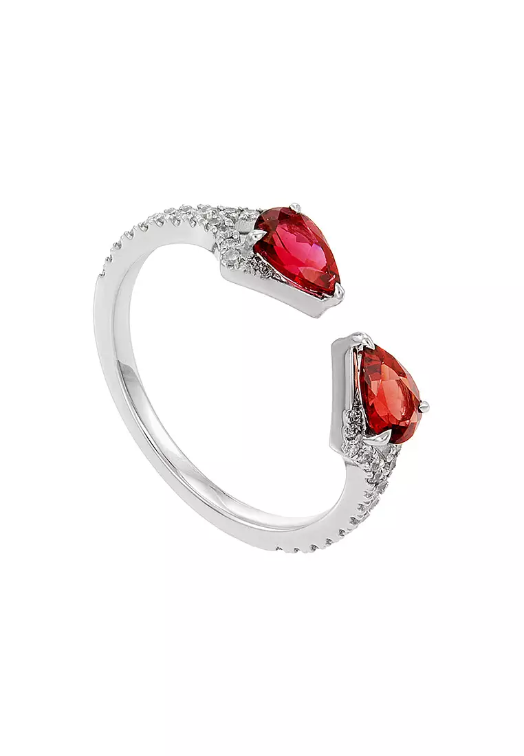 HABIB Pear Red Spinnel and Diamond Ring in 750/18K White Gold LE4989941024-SPIN