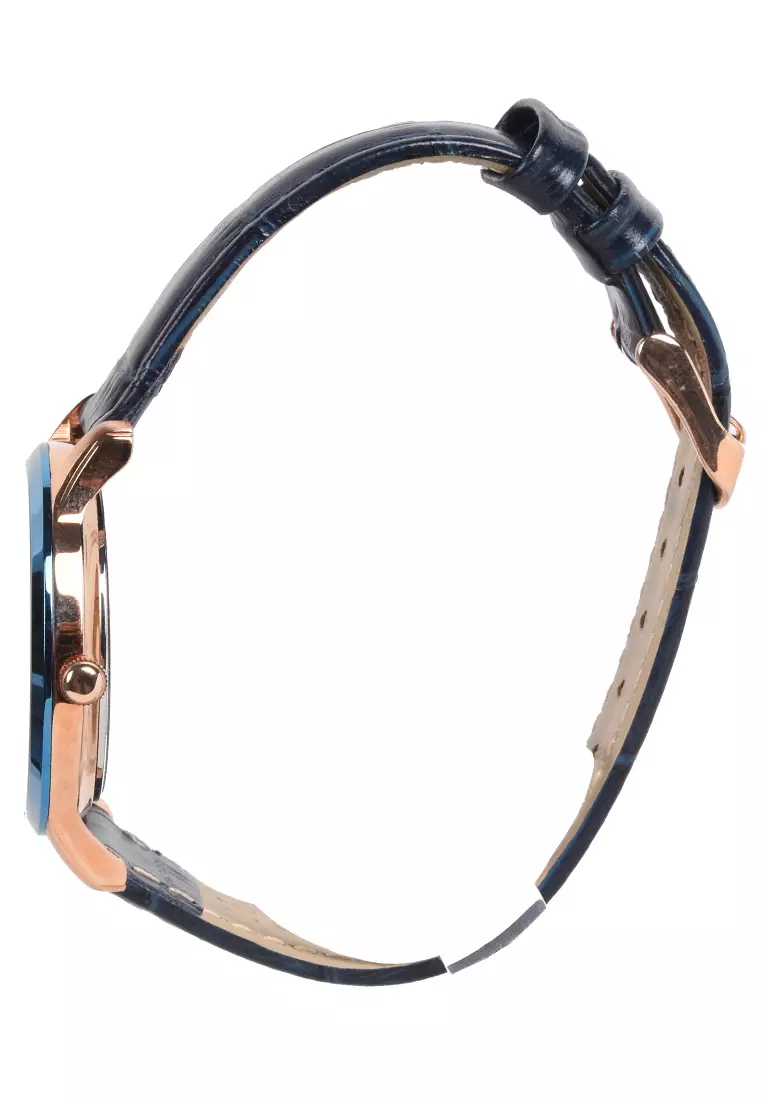 Bonia Rosso - Jam Tangan Wanita - Rosegold - Blue Leather Strap - BNR174-2582
