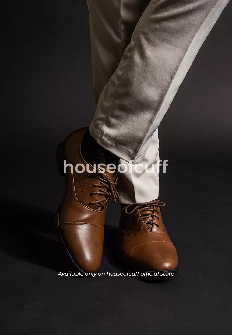 Sepatu kulit pria formal pantofel oxford quarter cap toe coklat