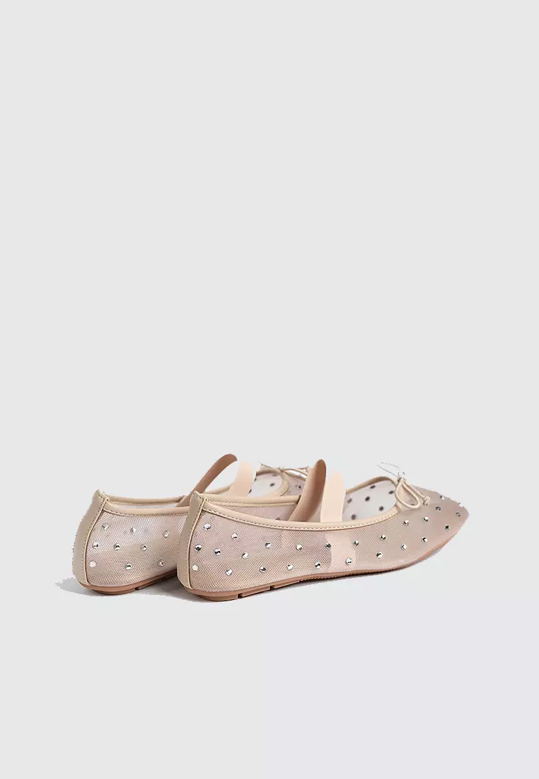 Glitter Mesh Ballerina Flats