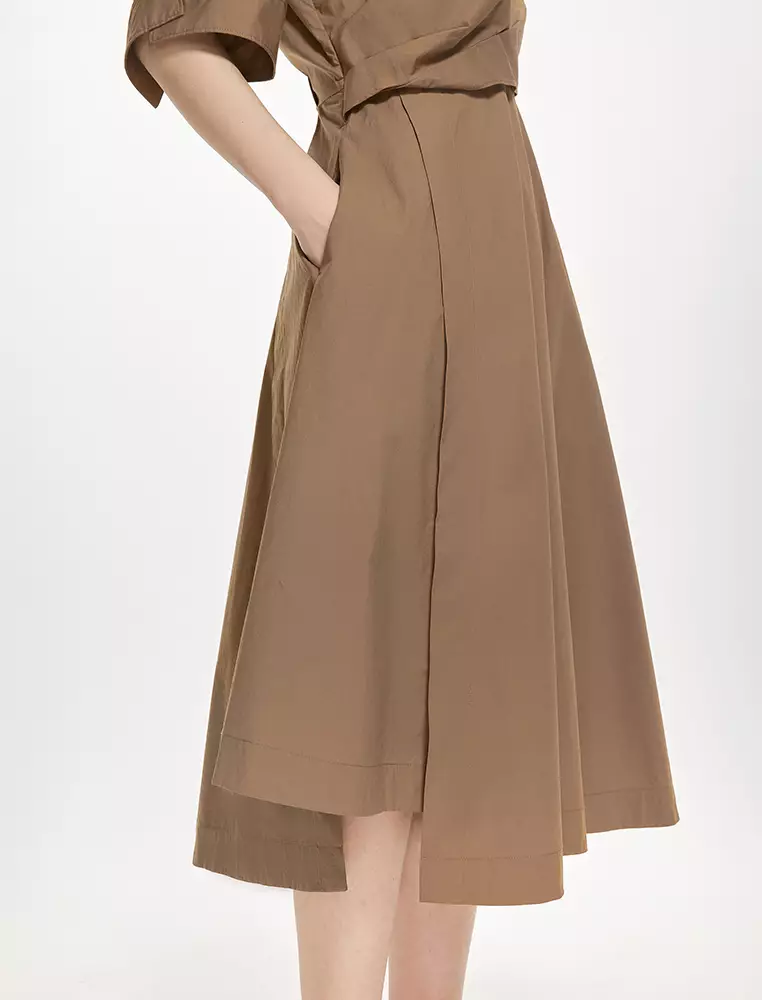 Plain Weave X-Line Loose Everyday Casual Short Sleeve Dress