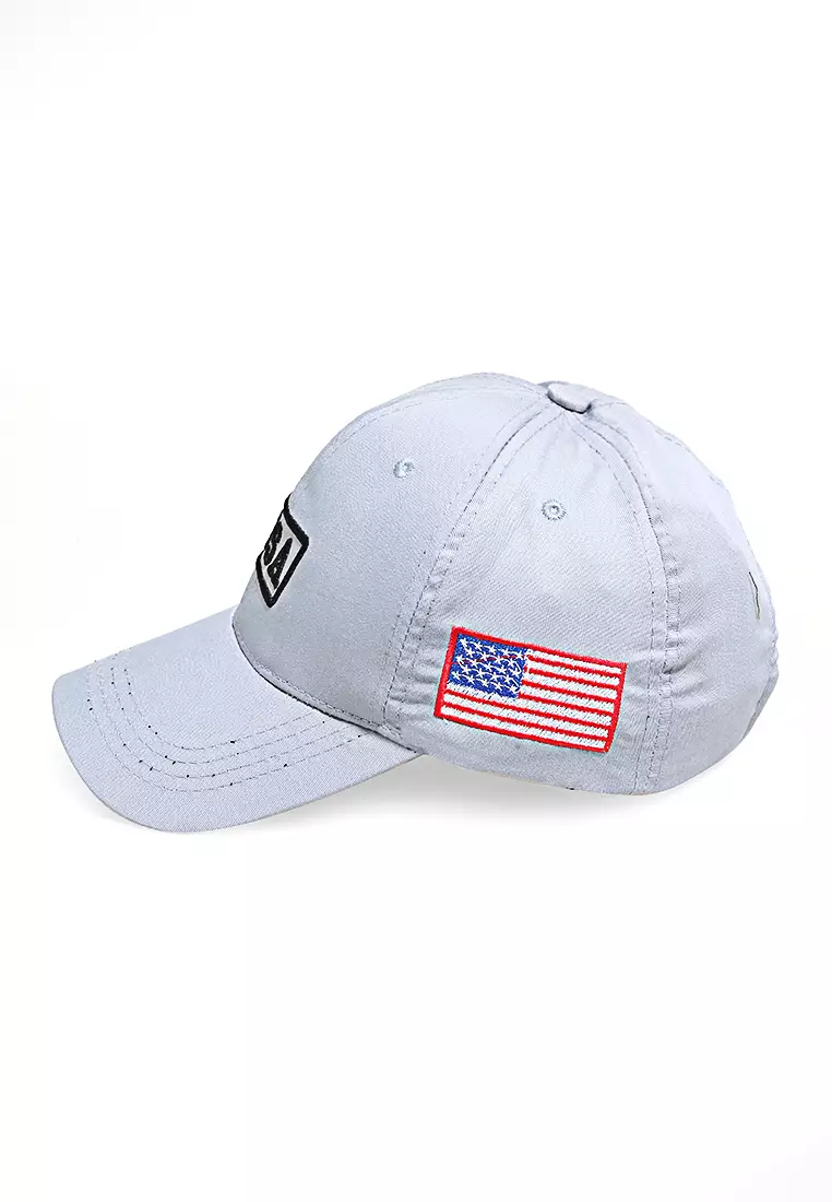 Maxton Topi Baseball Aksesoris Fashion Pria Flag Motive Resizable Strap Material Rafel ORIGINAL - Gray