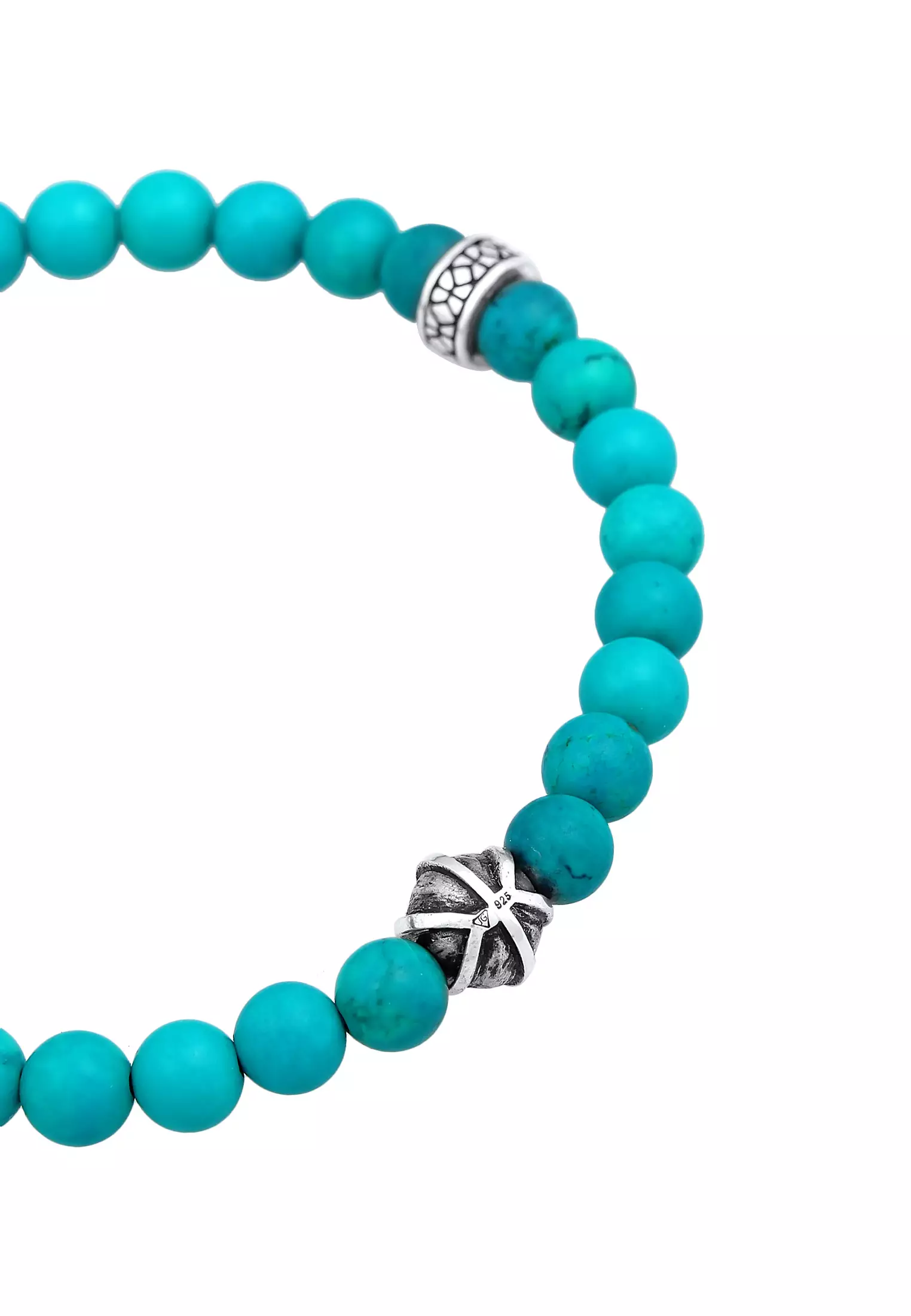 Men's Turquoise Howlite Bead Bracelet – Silver Logo Detail