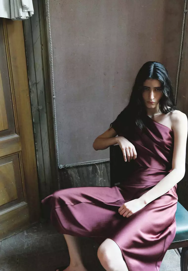 Asymmetrical Satin Dress