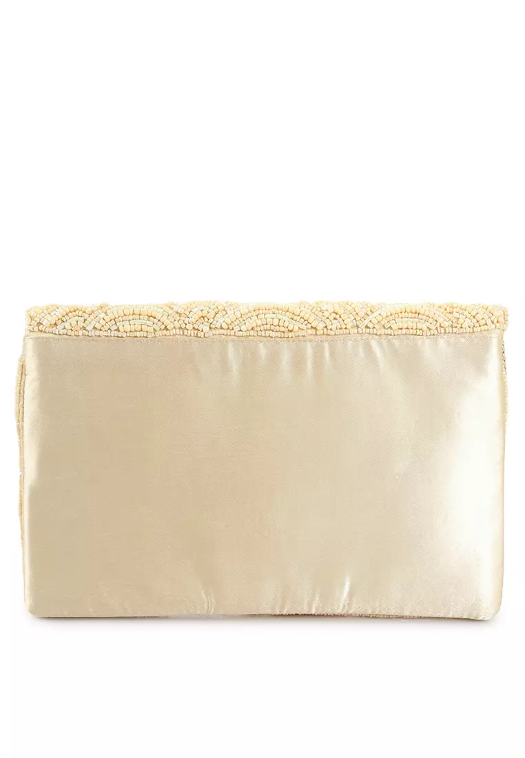 Gold lace hot sale clutch bag