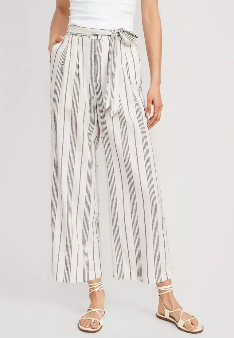 Buy Old Navy High-Waisted Linen Blend Cropped Wide Leg Pants For Women 2024  Online
