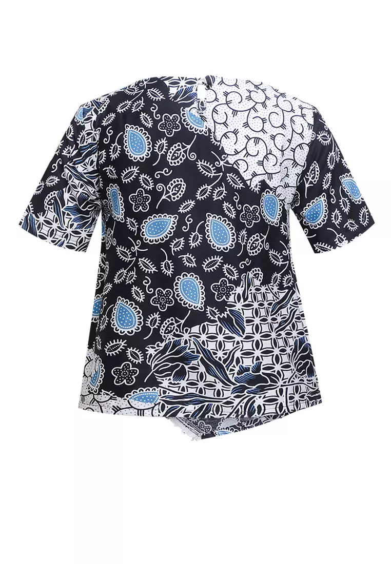 Blouse Blus Anak Perempuan Clarisa Batik Junior Girl Casual Lengan Pendek Black