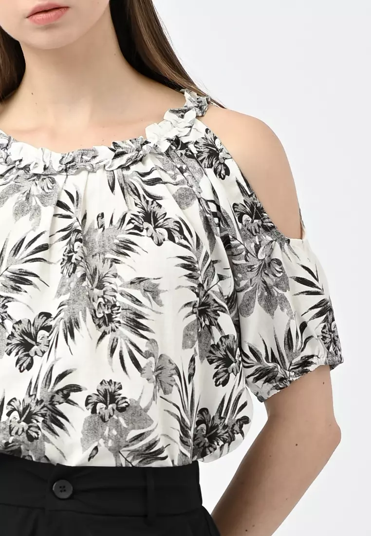 Cold Shoulder Floral Shirt