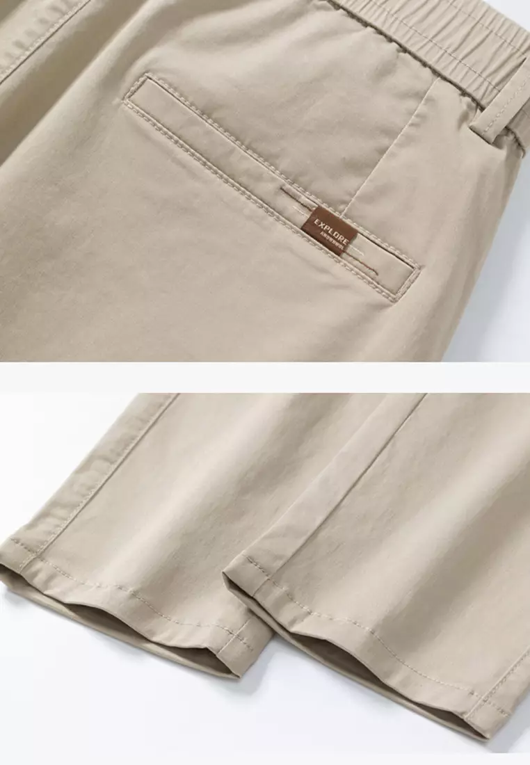 型男修身斜布褲