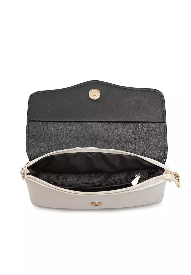 Faux Leather Sling Bag / Crossbody Bag - Beige