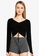 MISSGUIDED black Black Co Ord MSGD Knitted Ruched Lounge Top 1E603AA7A757A0GS_1