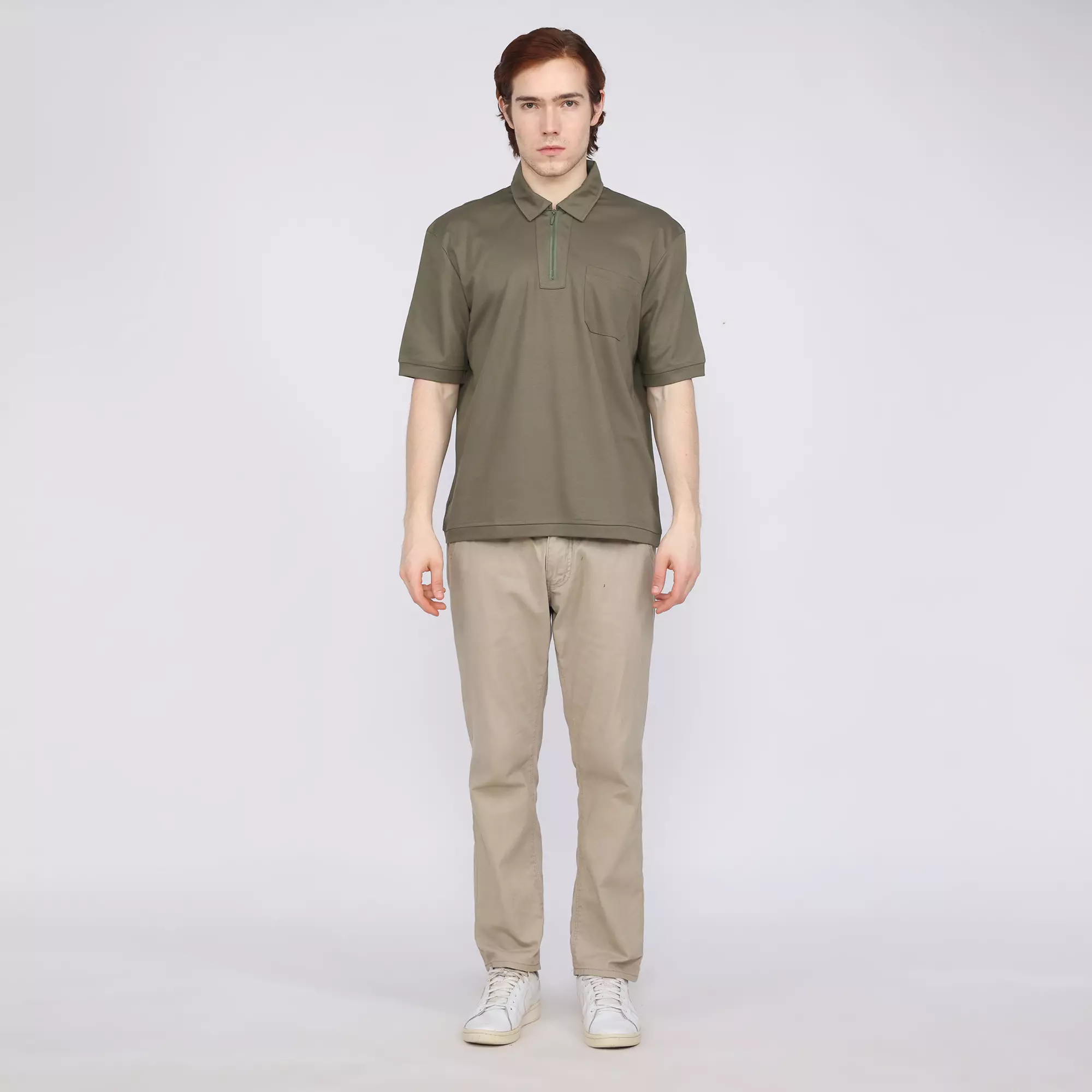 LARUSSO Compact Knit Polo - Olive