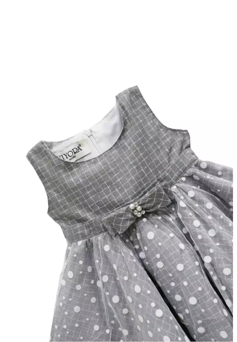 Grey Cotton Girls Dress