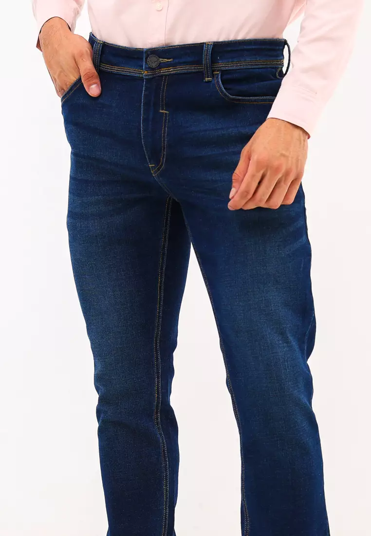 Denim Long Pants Slim Tapered Fit Stretch