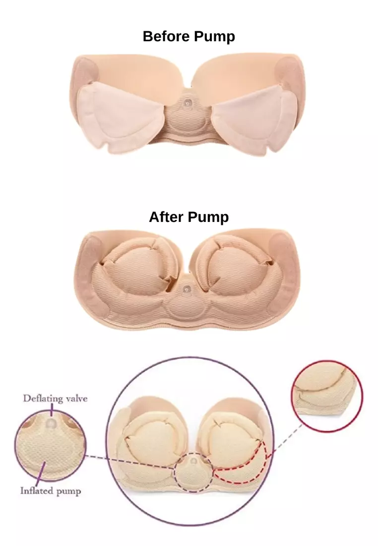 2pairs Beige Push-Up Wing Bra Pads, Detachable & Invisible Sticky