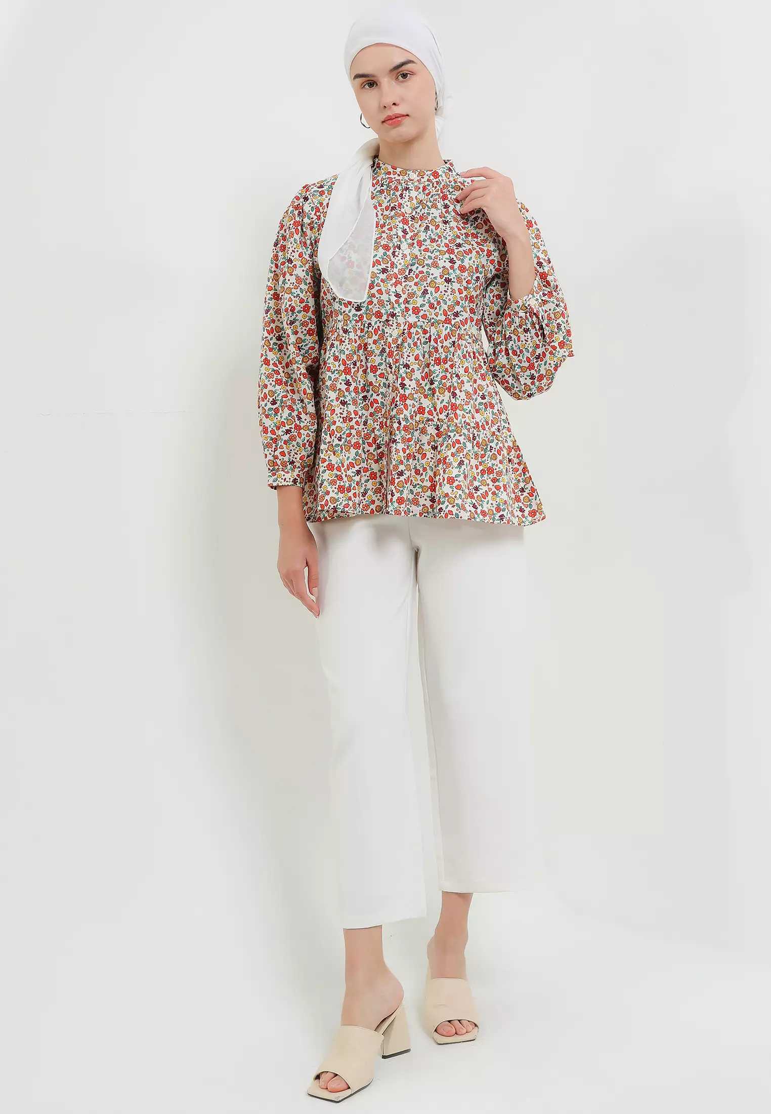 MFMW Bayuni Atasan Blouse Orange Motif Bunga