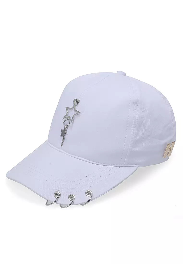 Drsh Topi Baseball Unisex Casual Sport Motive Stars Adjustable Material Cotton ORIGINAL - White