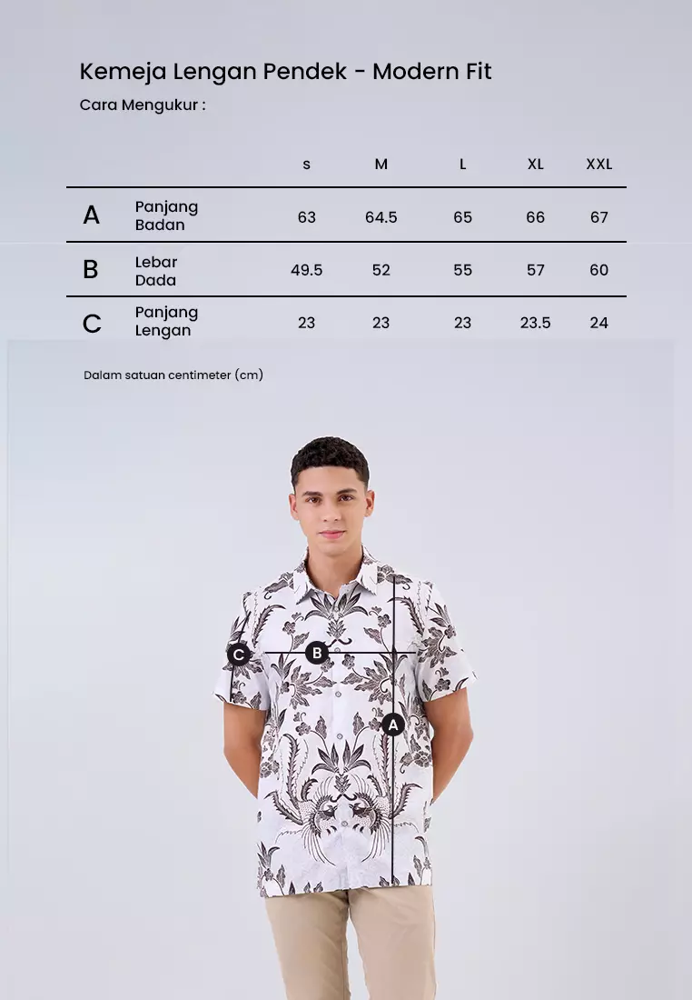 MANZONE - Kemeja Batik Lengan Pendek Pria Panembahan Modern Fit - Beige Warna Beige