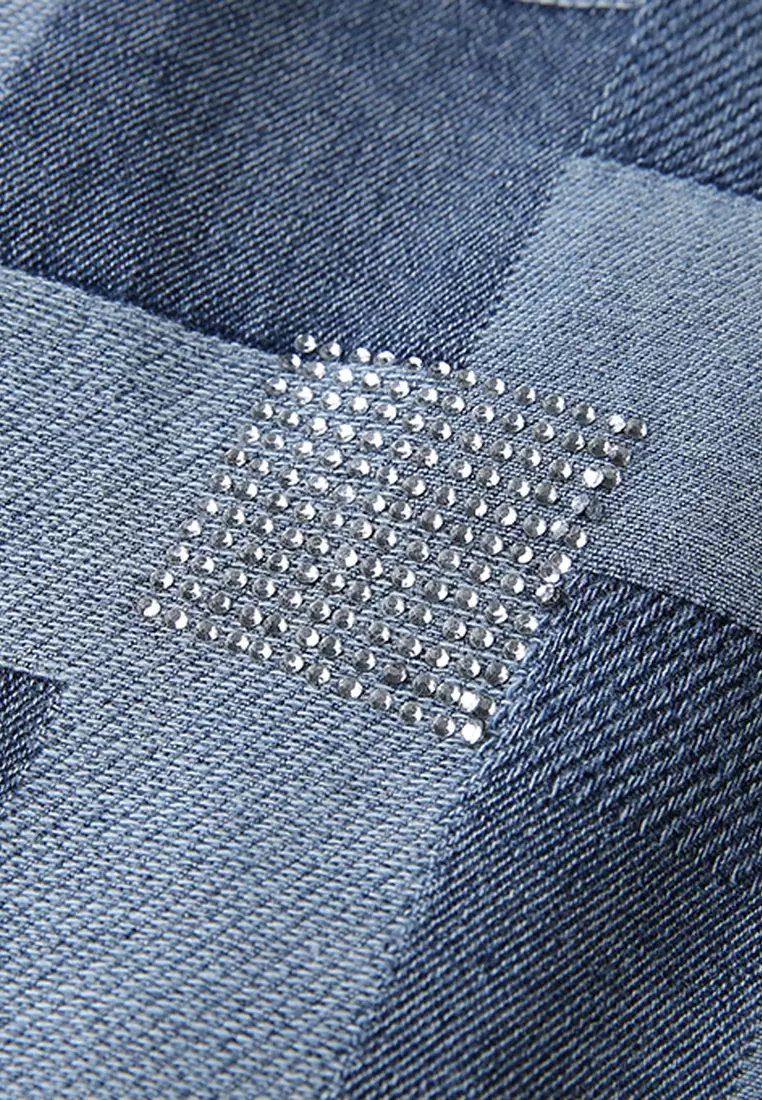 Beaded Cropped Denim Jacket