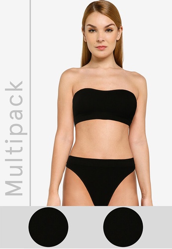 Cotton On Body black 2-Pack Seamless Sweetheart Bandeau 9957AUSEF854E0GS_1