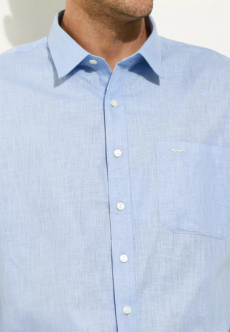 Crocodile LINE Blue 87 - Men Shirt Kemeja Lengan Pendek - Relax Fit