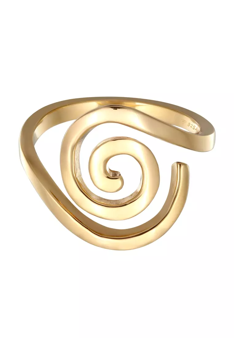 Cincin Perhiasan Perak 925 Wanita Spiral Gold Plated
