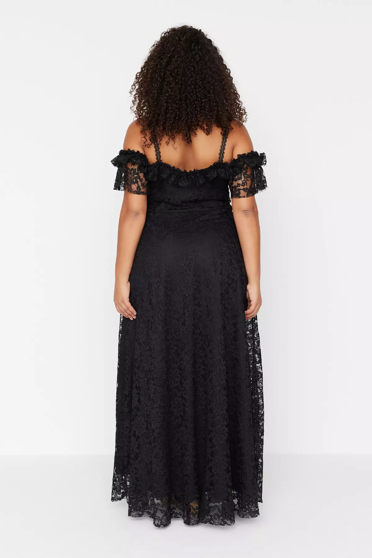 Black Strap A-Line/Flared Lace Long Evening Dress/Graduation/Engagement/Evening Dress