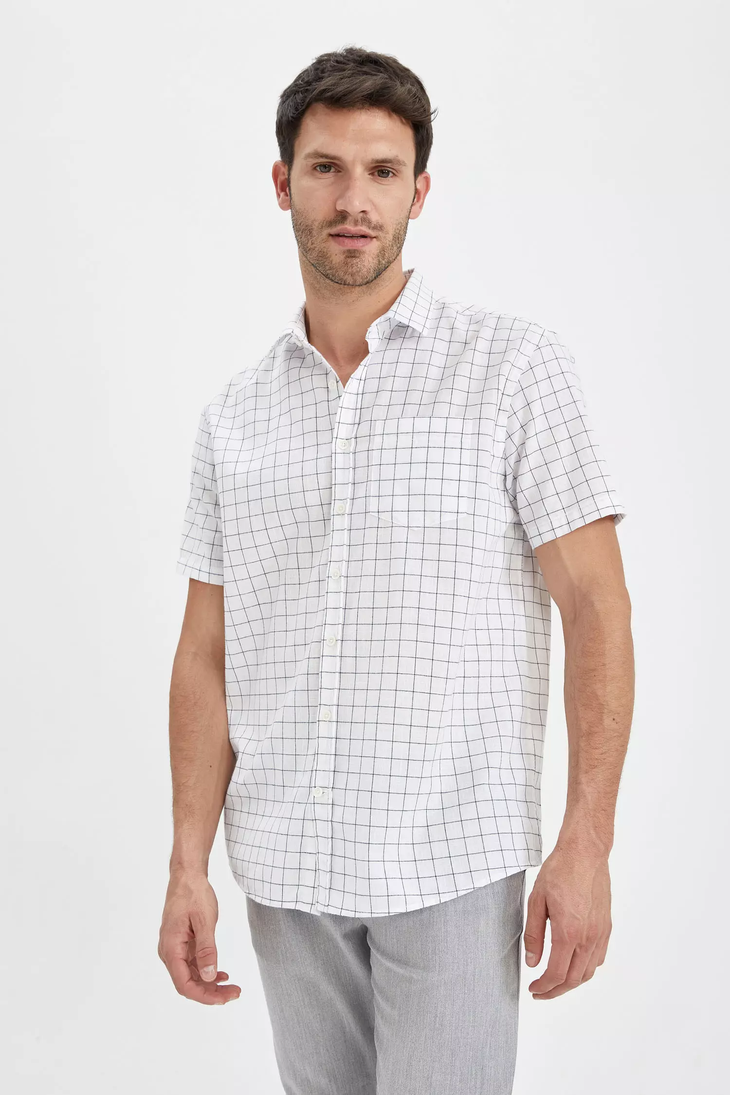 Buy DeFacto Regular Fit Square Patterned Short Sleeve Shirt 2024 Online ...
