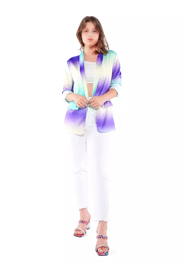 Purple Glaze Print Semi Casual Blazer