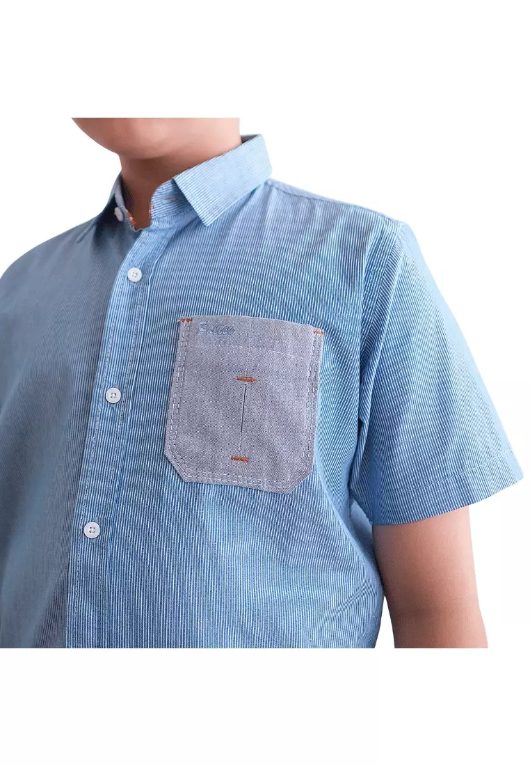 POLICE Kemeja Salur Cotton Anak Laki Laki