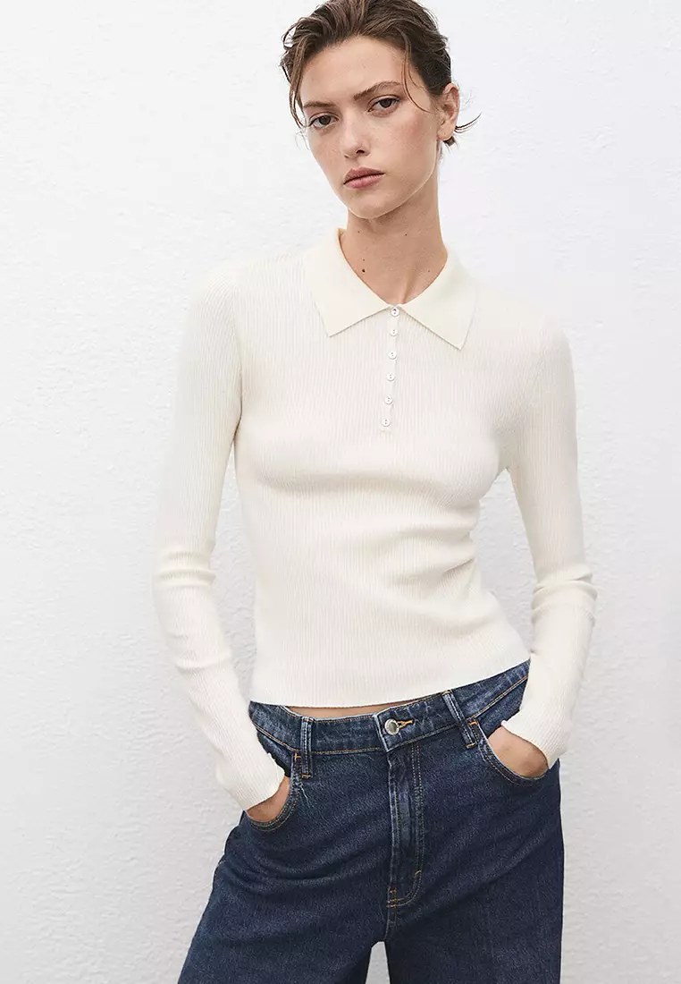 Jual Mango Polo-Neck Ribbed Sweater Original 2026 | ZALORA Indonesia