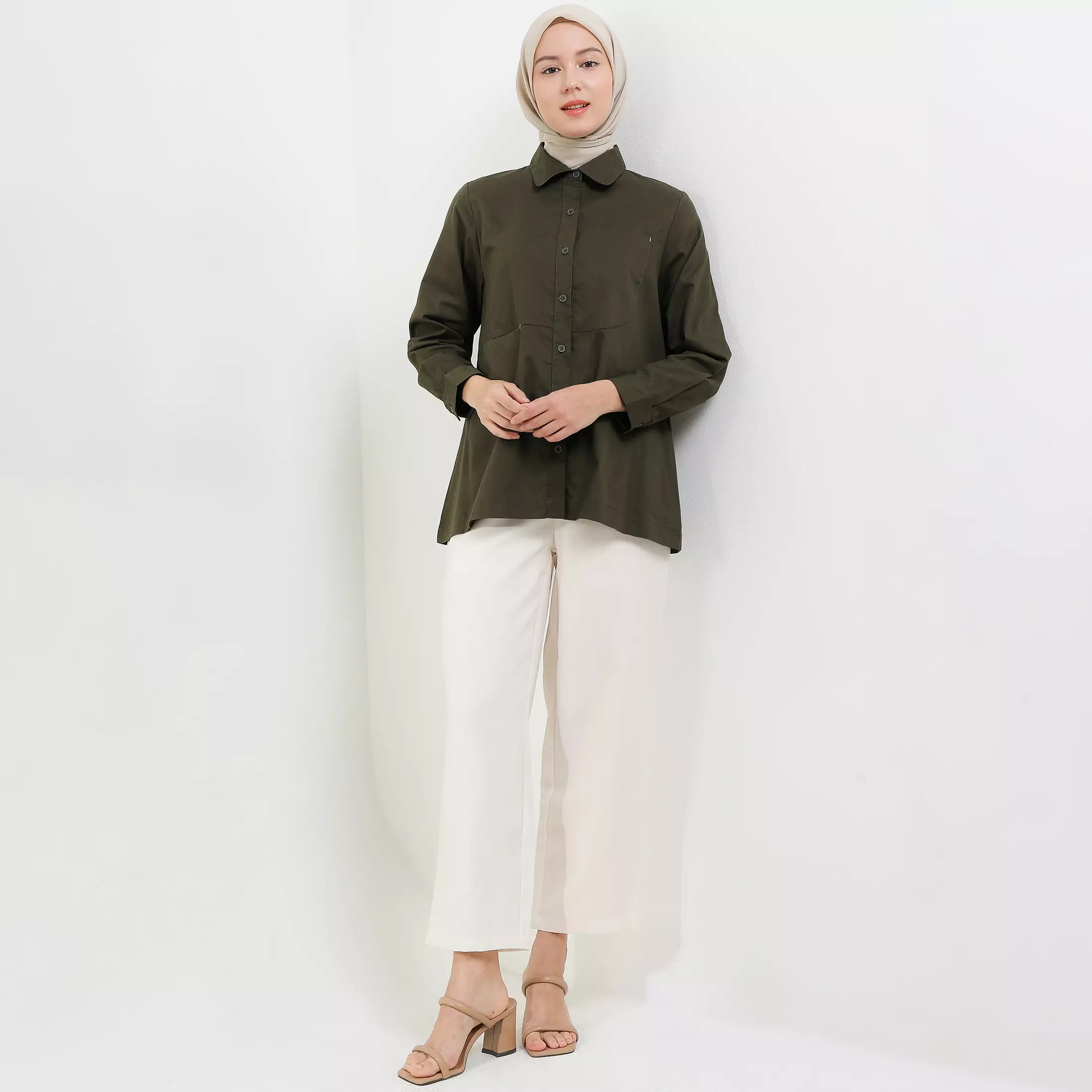 MFMW Lucyra Atasan Blouse Dark Olive