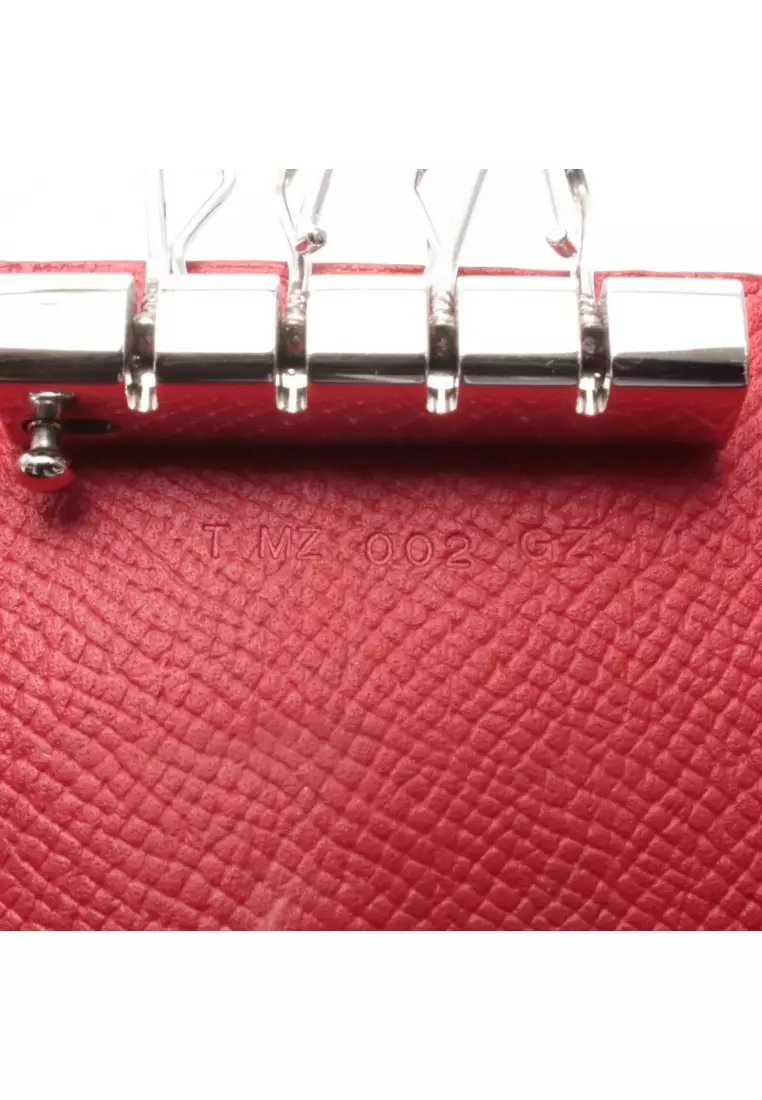 Pre-Loved Hermès Bearn Rouge Ash Rouge Casac 4 ring chain key case Veau epsom Bordeaux Red silver hardware T stamp