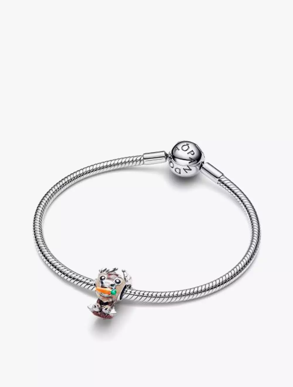 Disney Frozen Sven Sterling Silver Charm with Glittery Brown and Beige, Orange, Red, Green and Black Enamel